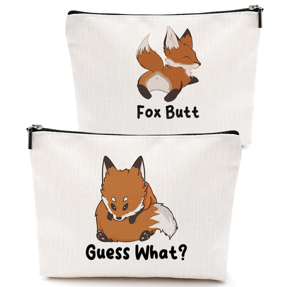 Funny Fox Makeup Bag - Cute Cosmetic Pouch for Women & Girls - Fox Lovers Gift for Sister, Mom, Best Friend - Perfect for Graduation, Mother's Day & Birthday - Travel & Daily Makeup Organizer