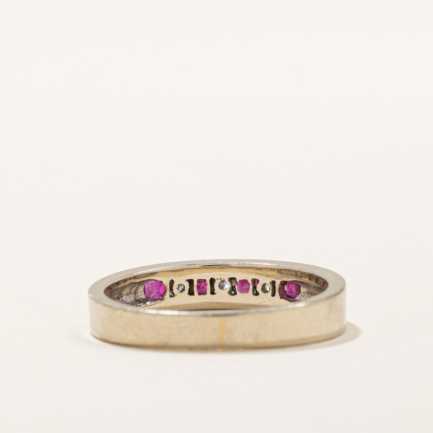 Channel Set Ruby and Diamond Ring - 0.24ctw Ruby & 0.09ctw Diamond - Size 7.5 - Elegant Engagement, Anniversary or Gift Jewelry for Women
