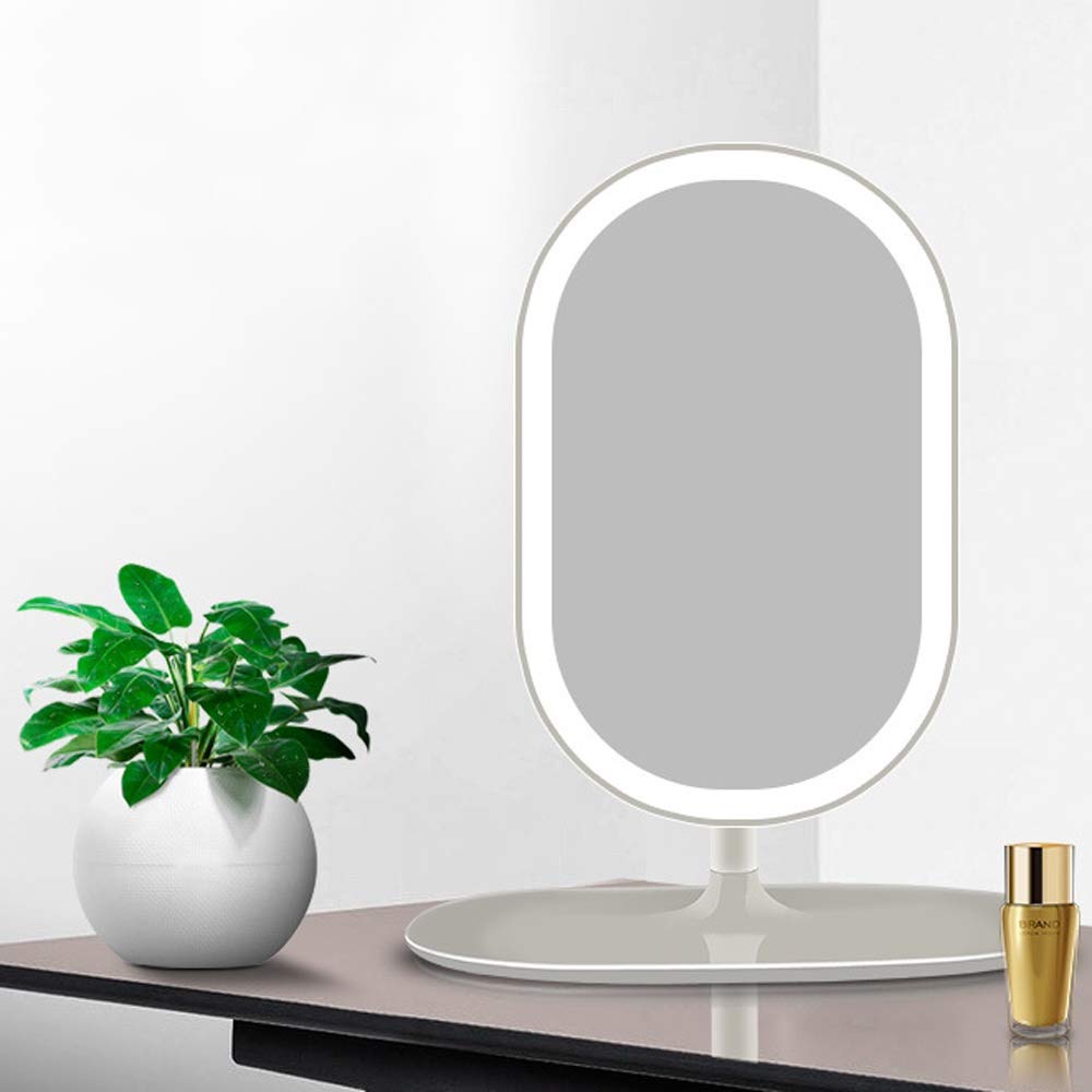 Modern Multifunctional USB Charging Desk Lamp with Rotating Mirror - Adjustable LED Makeup Vanity Light, Portable Nightstand Lamp for Home Office, Bedroom & Dressing Room Decor