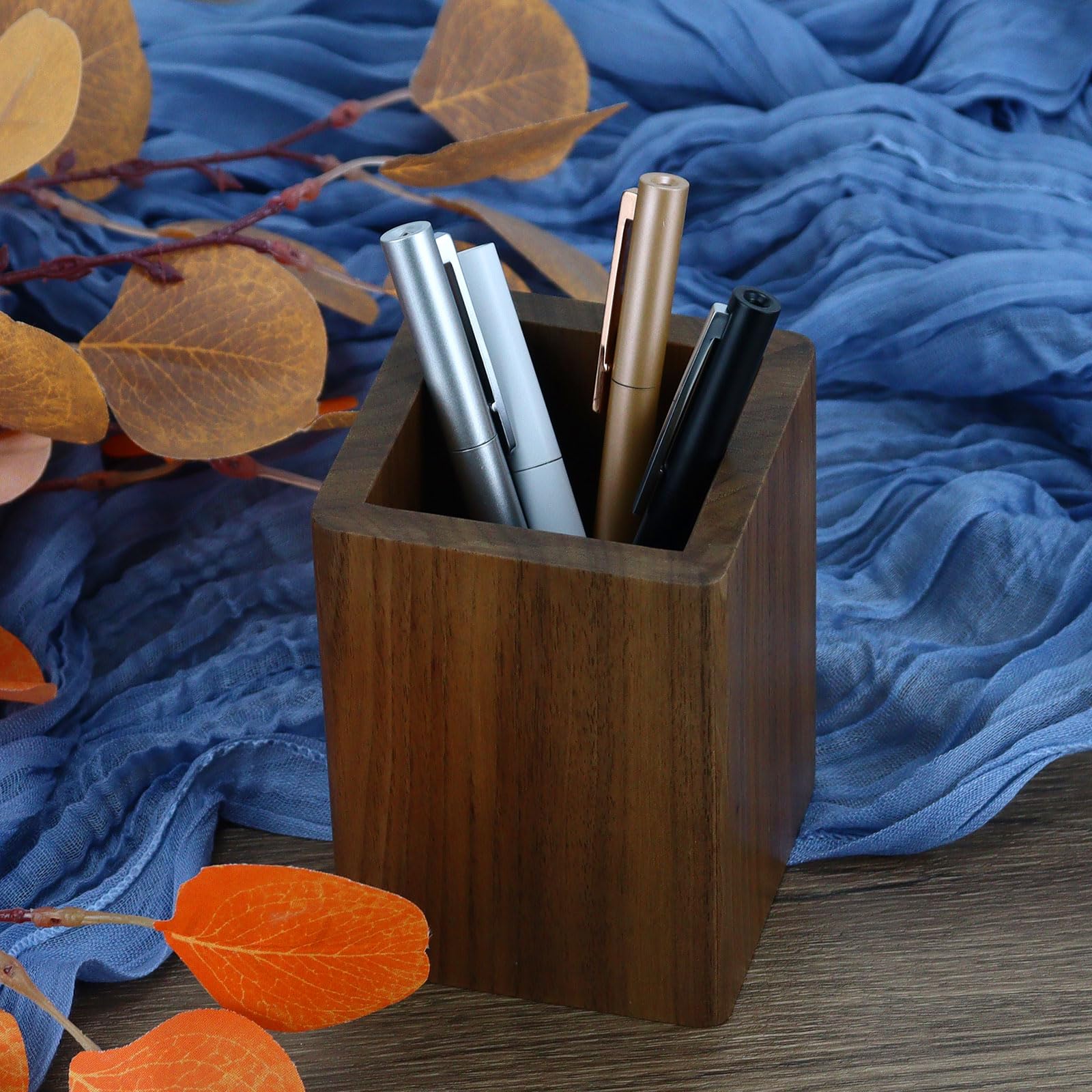 Premium Black Walnut Wood Pencil Holder - Handcrafted Desk Organizer for Pens, Pencils & Office Supplies | Stylish Wooden Storage Box for Home, Office & Workspace (Perfect Gift for Professionals & Students)