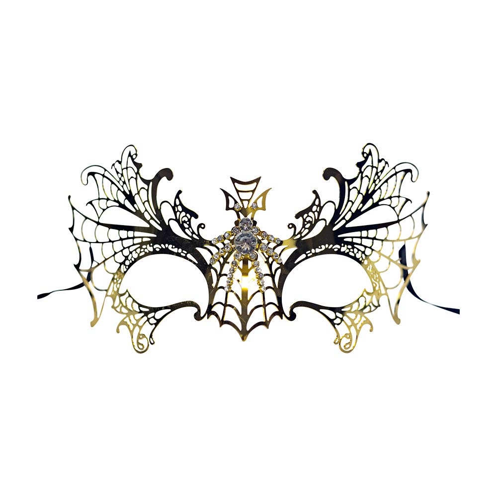 Elegant Yacanna Gold Masquerade Mask - Laser Cut Venetian Metal Mask for Costume Parties, Halloween, Mardi Gras & Venetian Balls