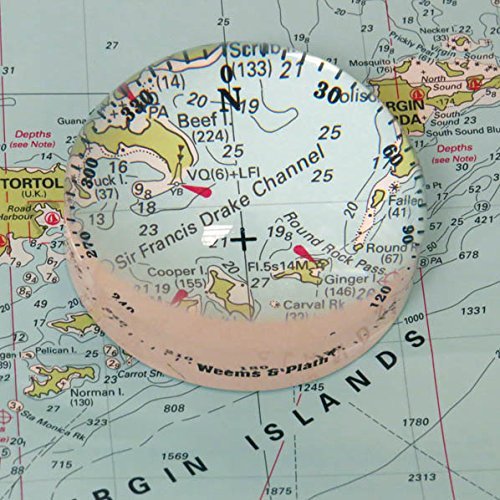 WEEMS & PLATH 4X Crystal Magnifier with Compass Rose - Perfect for Nautical Navigation, Map Reading & Outdoor Adventures