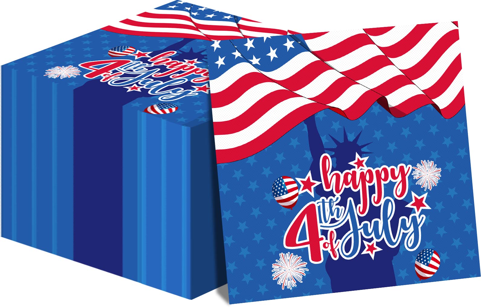 100PCS Patriotic Paper Napkins - 4th of July, Memorial Day & Independence Day Party Supplies | Disposable American Flag Theme Luncheon Napkins for BBQ, Picnic & Holiday Celebrations