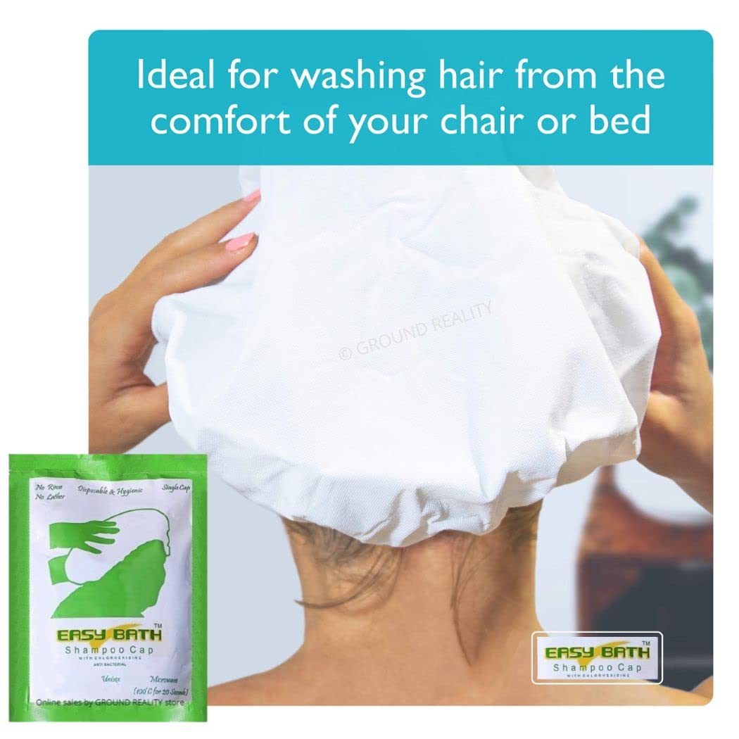 **Lady Hawk Easy Bath Shampoo Cap - Quick & Comfortable Hair Wash for Seniors & Bedridden Patients - Microwavable No-Rinse Shampoo Cap - Leaves Hair Fresh & Clean - 1 Pack (LH5) - Perfect for Home Care, Hospitals & Travel**