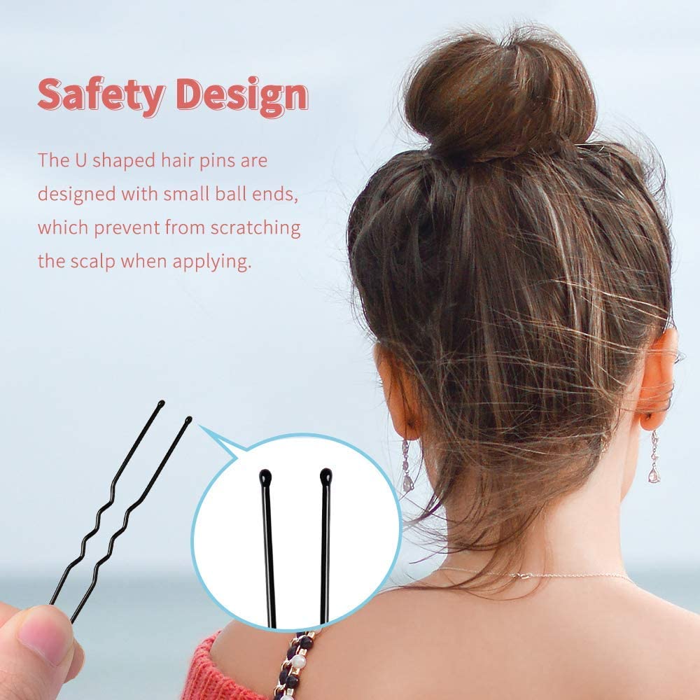 NURAT® 100-Pack U-Shaped Hair Pins - 2 Inch Black Bobby Pins for Updos, Buns & Hairstyling | Secure Hair Clips for Wedding, Prom & Everyday Use