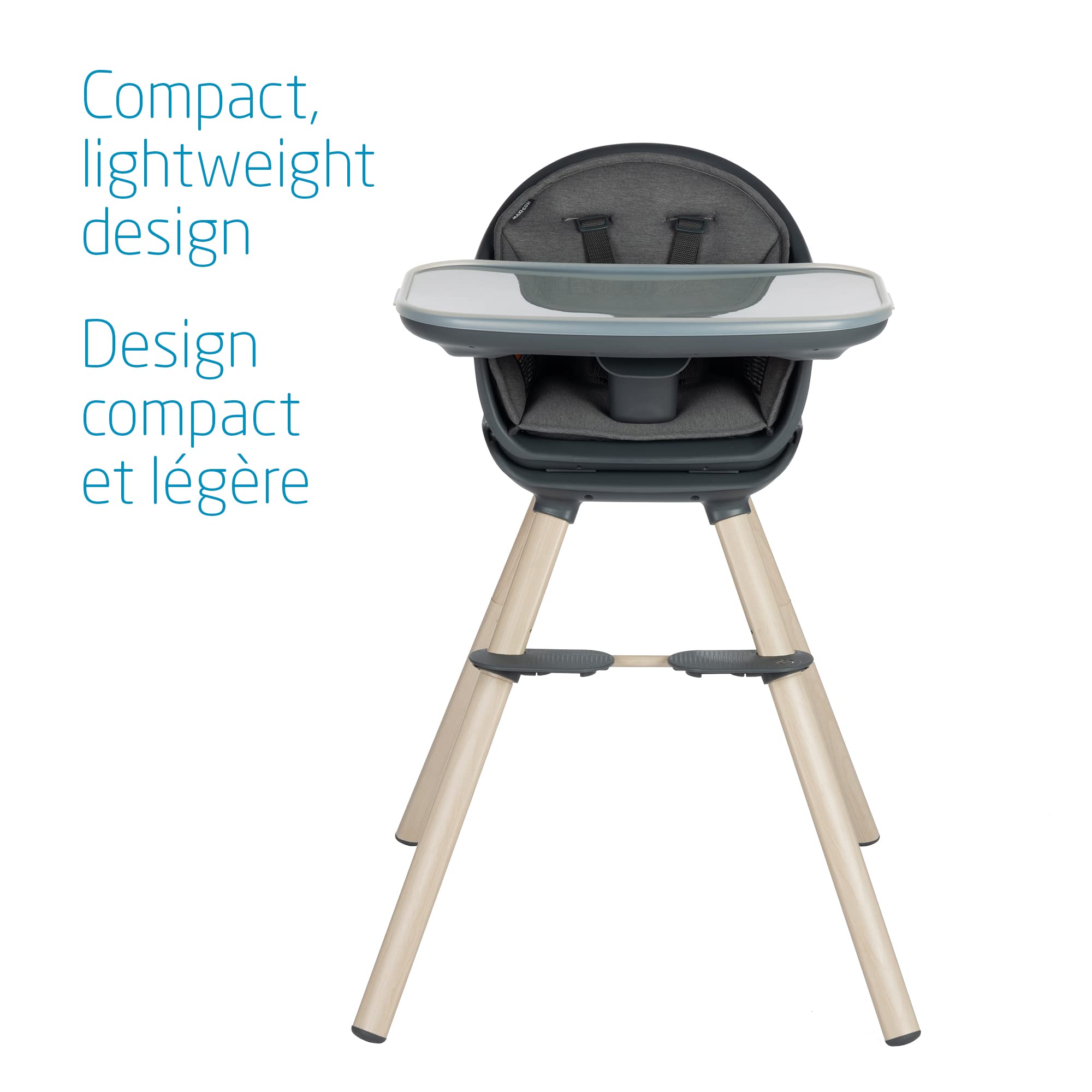 Maxi-Cosi Moa 8-in-1 Convertible High Chair & Booster Seat - Adjustable to Stool, Table & Chair - Easy Clean Baby Feeding Seat - Beyond Graphite - Perfect for Kitchen, Dining Room & Travel Use