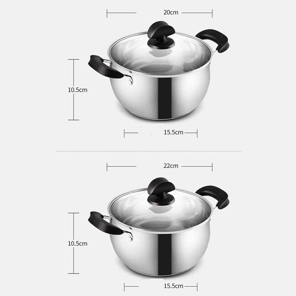 Stainless Steel Wok Milk Pot - 20cm Small Soup & Stew Pot for Gas & Induction Cookers - Thickened Universal Cooking Pot for Home Kitchen, Asian Cuisine & Family Meals