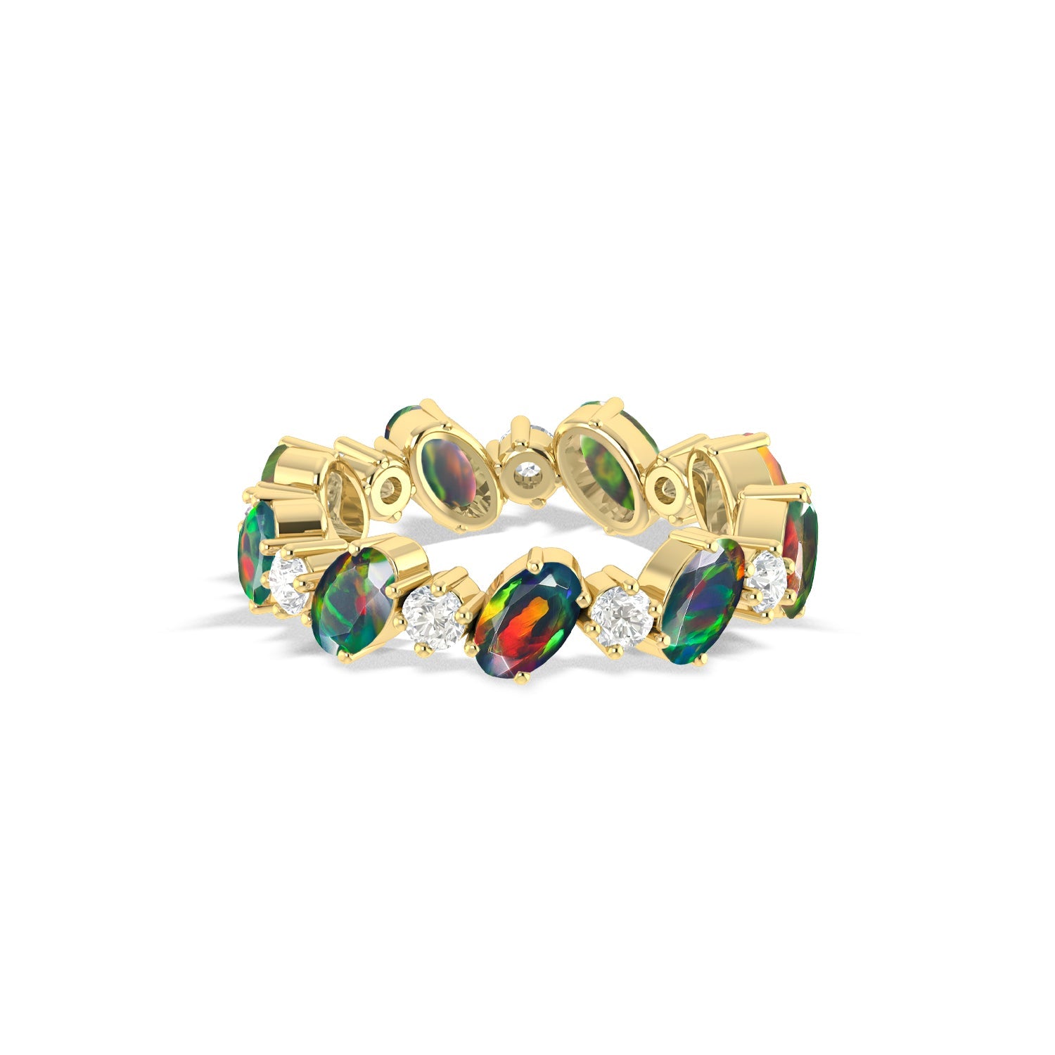 White Fire Oval Faceted Opal Ring for Women – Elegant Sterling Silver Jewelry for Everyday Wear, Gift Giving & Special Occasions