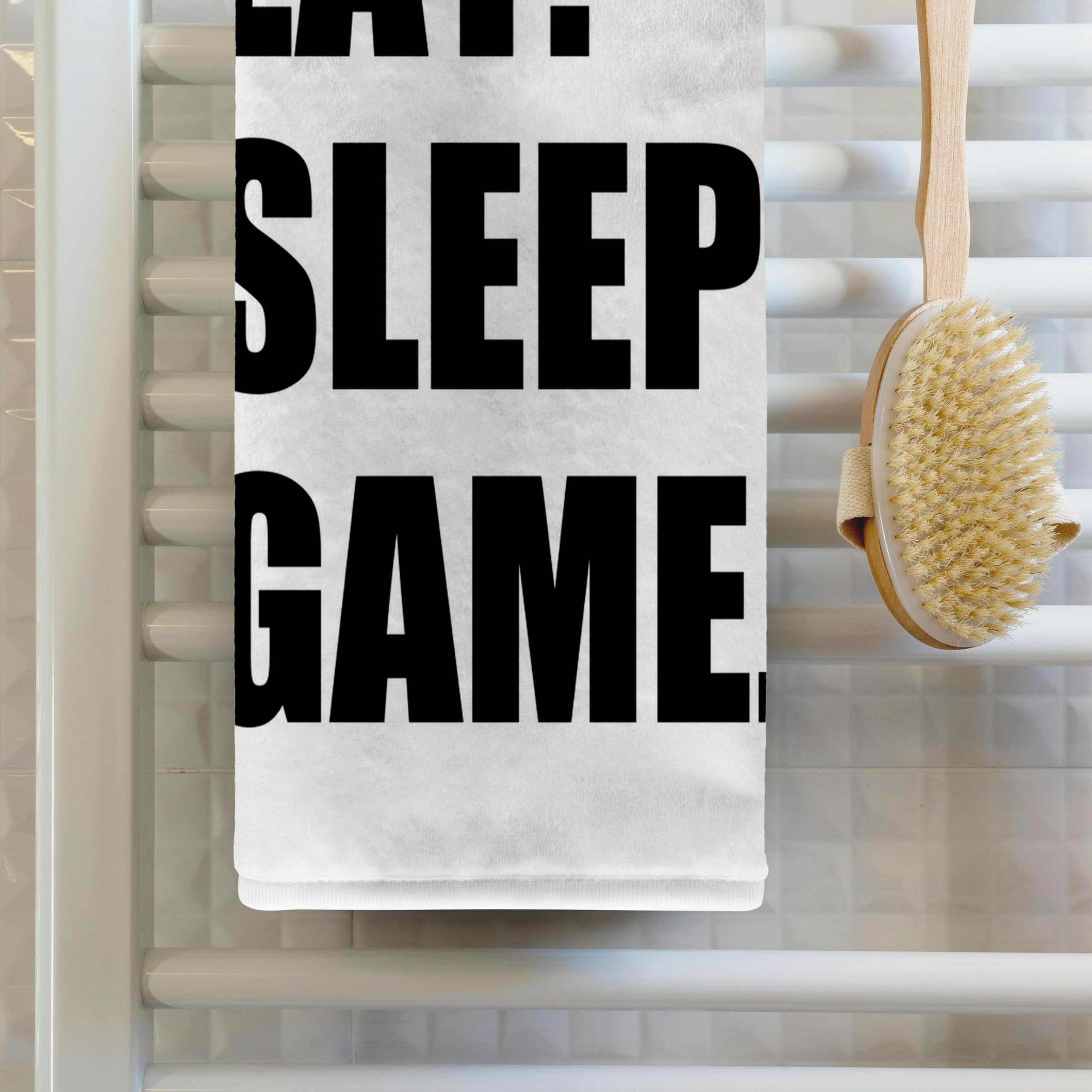 3D Rose Eat Sleep Game Repeat Black Text Video Gamer Towel - 15