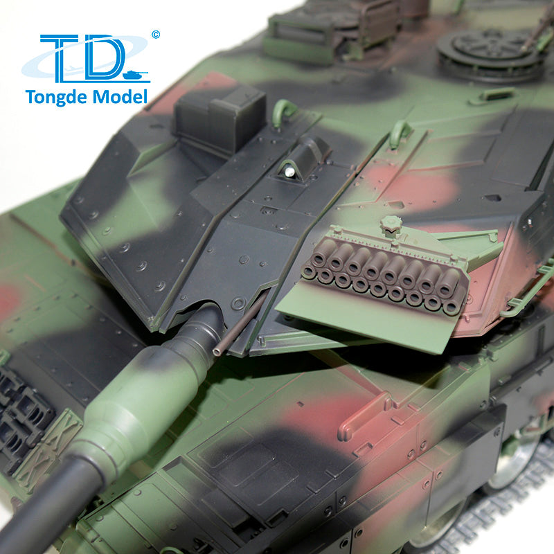1/16 Tongde RC Battle Tank - German Leopard 2A7 Remote Control Military Panzer with 320° Rotation Barrel, Recoil & BB Shooting - DIY Hobby Model for Outdoor Play, War Simulation & Collectors