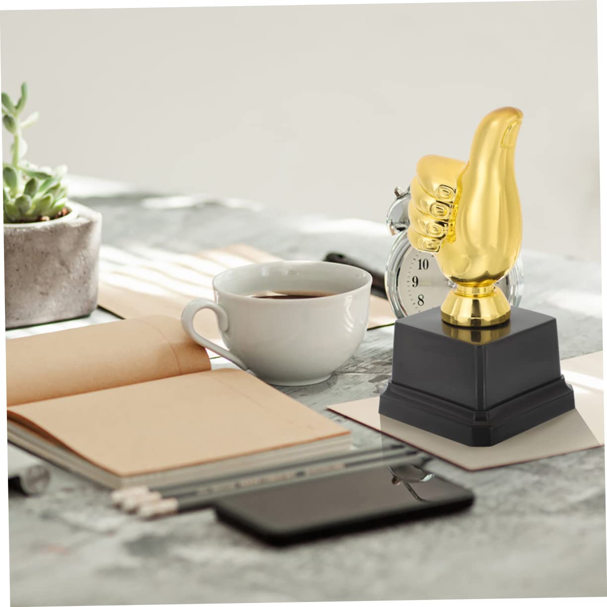 FOYTOKI 4 Pack Golden Thumbs Up Trophy Toys - Kids Reward Prize, Mini Plastic Awards for Classroom, Party Favors & Motivational Gifts for Children