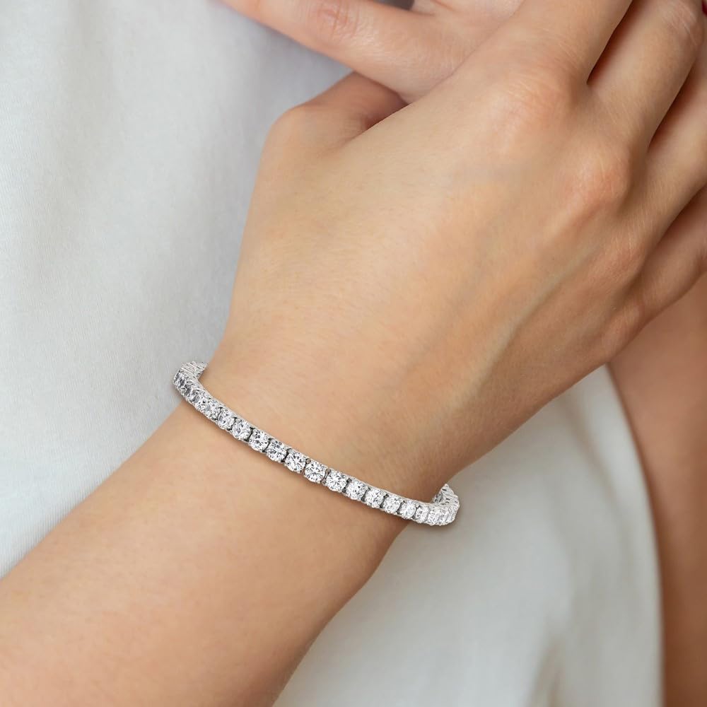 Stainless Steel Cubic Zirconia Bracelet for Women - Elegant Fine Jewelry Gift for Her, 7.5 Inch - Perfect for Anniversaries, Birthdays & Special Occasions