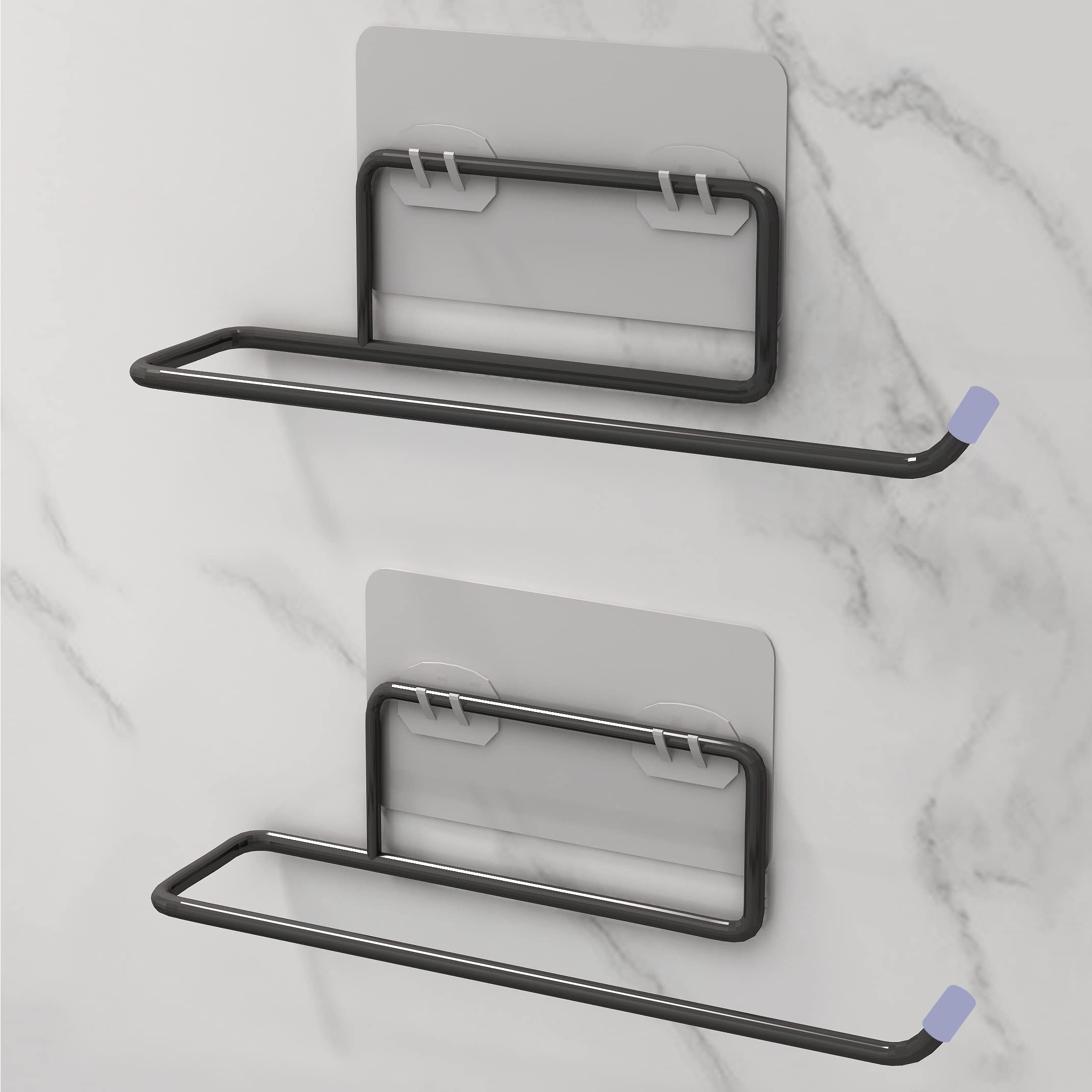 Plantex Self-Adhesive GI Steel Toilet Paper Holder - Rustproof Bathroom Wall Mount Roll Holder - No Drilling Required (Black, 2-Pack) - Perfect for Small Bathrooms, RVs & Apartments