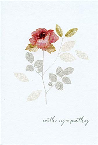 Sympathy Card with Single Rose Design - Sara Miller Collection | Perfect for Condolences, Funerals & Expressing Heartfelt Sympathy