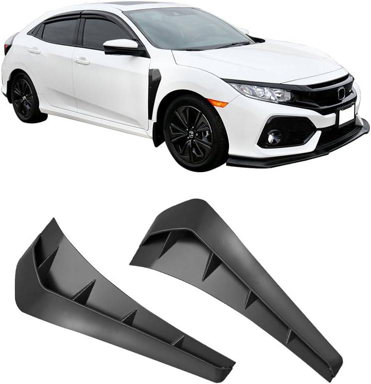 Fender Vent Cover Type R Style for 2016-2021 Honda Civic - Front Fender Side Vent Cover Unpainted Black | Upgrade Your Car's Sporty Look for Street Racing & Car Shows