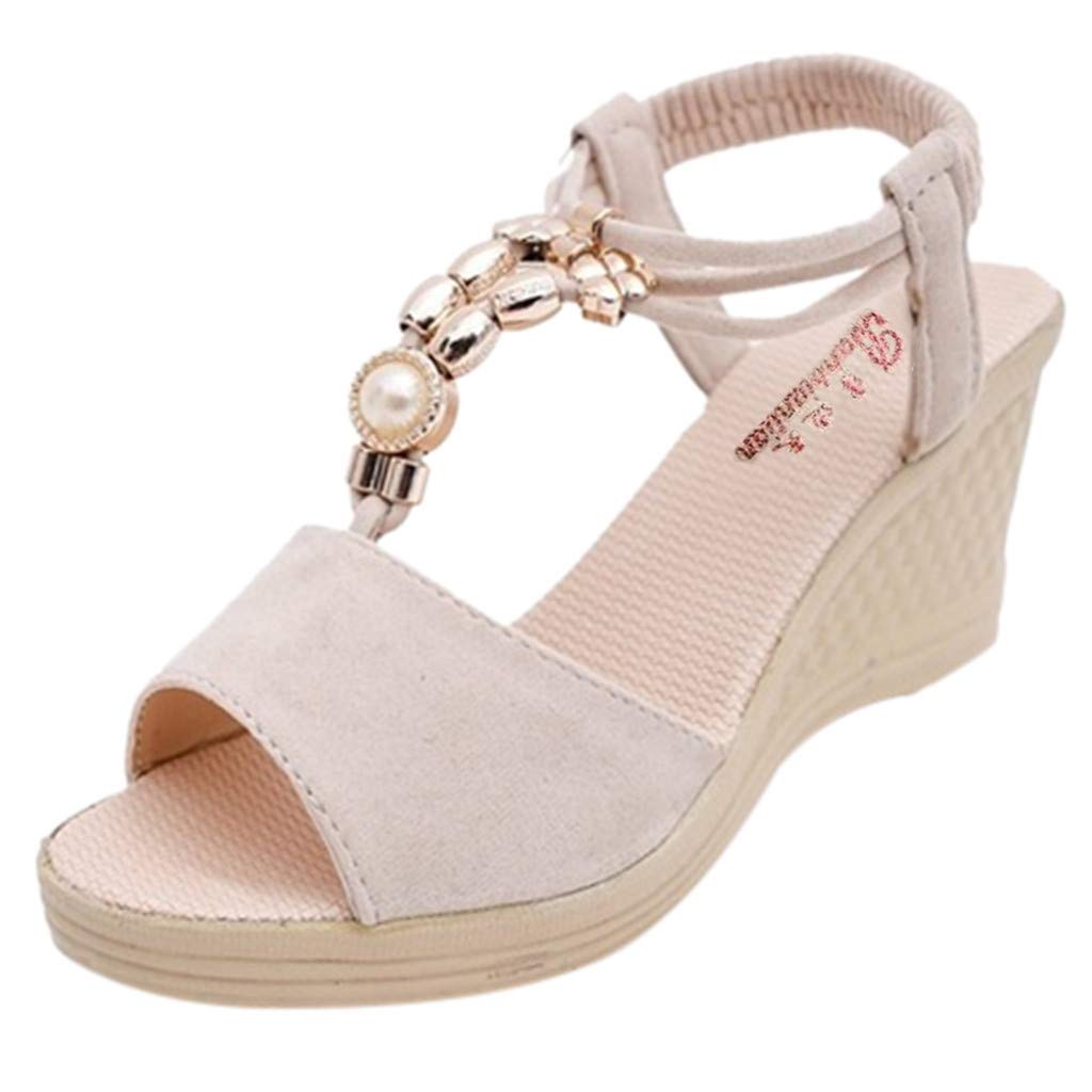 Women's Summer Casual Beaded Roman Sandals - Fashion Wedge Sandals for Women | Perfect for Beach, Vacation & Everyday Wear