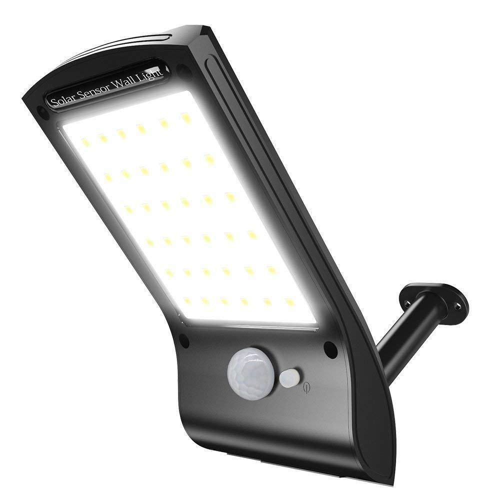 36 LED Solar Powered Wall Lamp with PIR Motion Sensor - Waterproof Outdoor Garden Lights (3 Pack) for Patio, Pathway, and Backyard Security Lighting