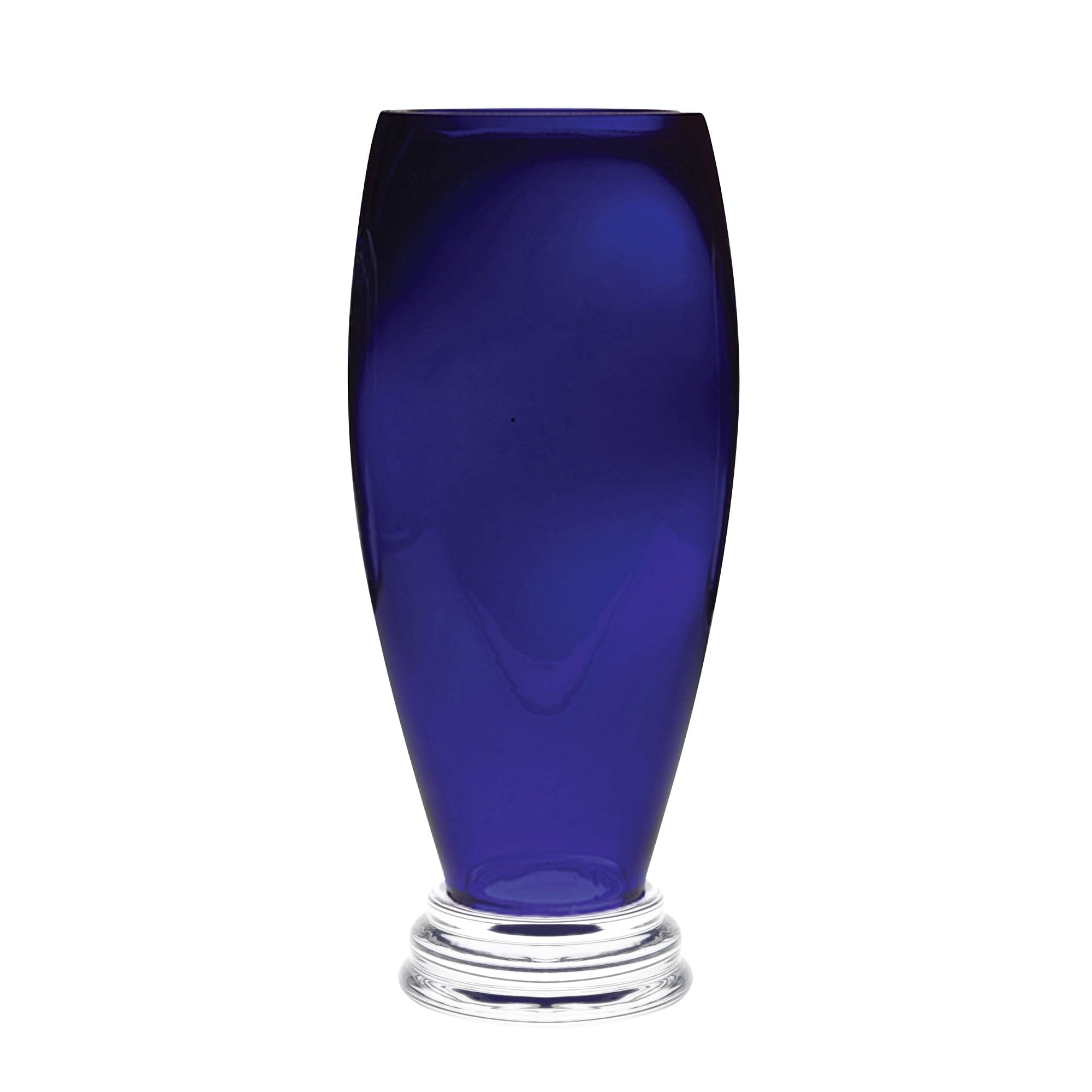 Majestic Gifts European Handmade Cobalt Blue Glass Vase - Elegant Home Decor for Living Room, Dining Table & Wedding Centerpiece