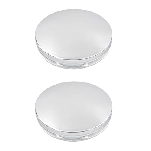 2Pcs Empty Powder Puff Case with Mirror | Portable Loose Powder Container | DIY Makeup Powder Box for Women | Travel-Friendly Cosmetic Organizer | Sliver | Perfect for On-the-Go Touchups & Compact Storage
