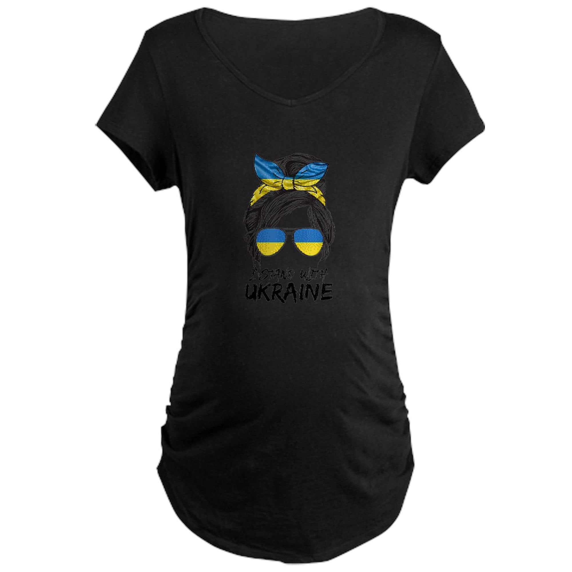 Ukraine Flag Maternity T-Shirt for Women - Ruched Side Ukrainian Pride Pregnancy Top | Perfect for Maternity Photos, Pregnant Women's Apparel & Patriotic Outfits