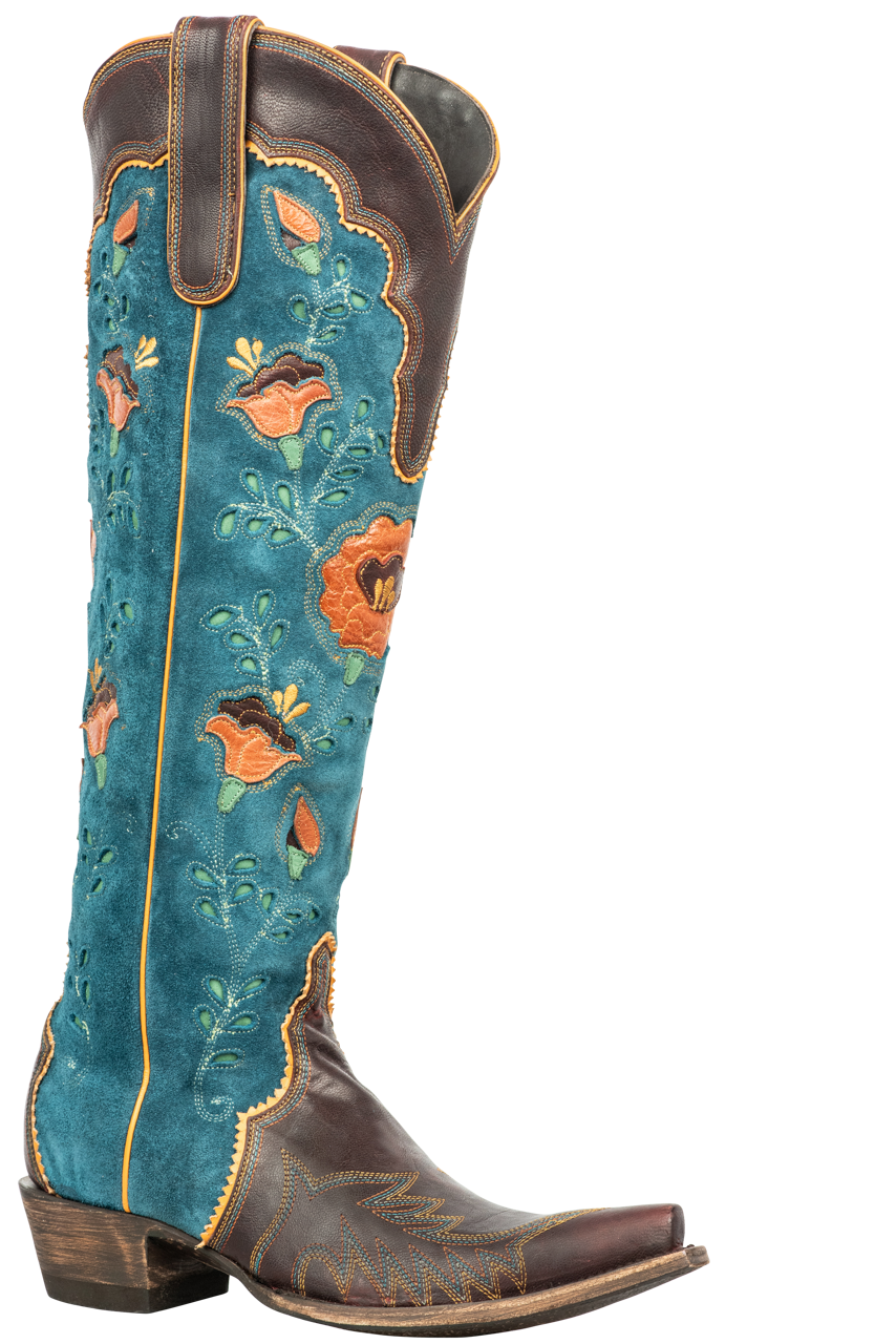 Double D Ranch by Old Gringo Tenderfoot Tilly Cowgirl Boots in Teal - Stylish Western Boots for Women, Country Dancing & Rodeo Events