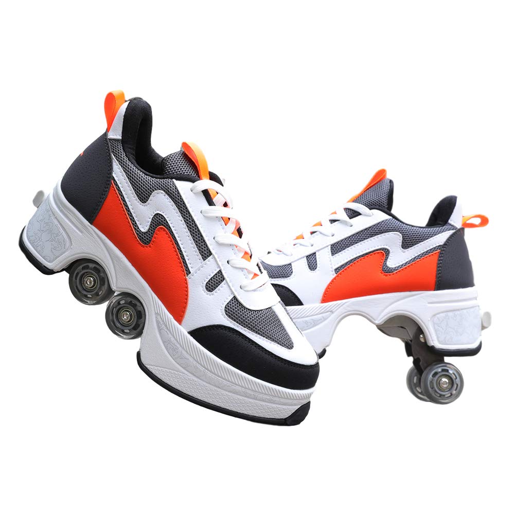 UYBAG Adjustable Ice Skates & Roller Skates with Retractable Wheels - Breathable Quad Skateboarding Shoes for Adults & Kids - Perfect for Outdoor Sports, Summer Fun & Fitness