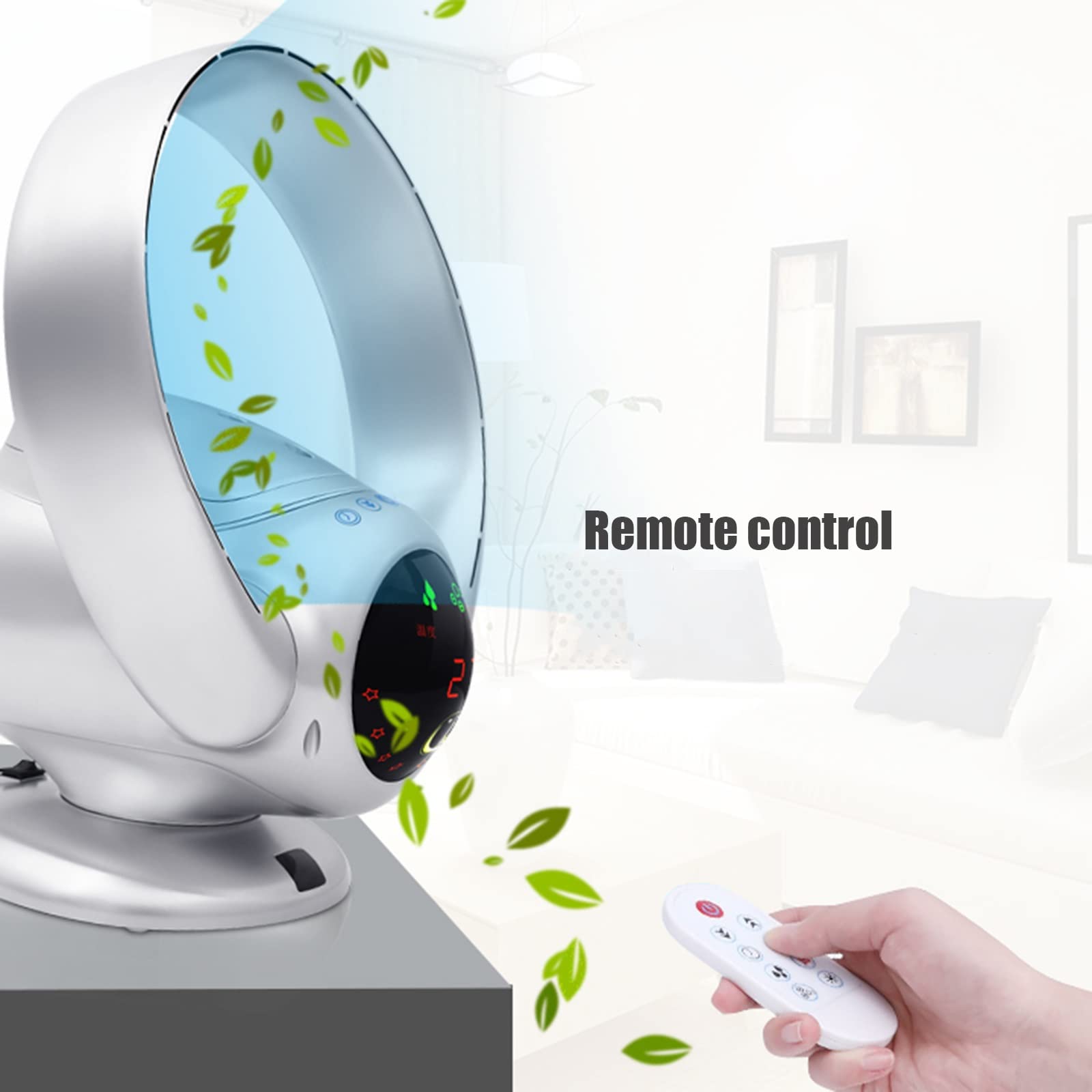 Bladeless Wall Mount Fan with Remote - 8 Speed Adjustable, 8H Timer, 180° Tilt & 90° Oscillation for Bedroom, Office & Kitchen | Silent Folding Desktop Fan for Home & Workspace