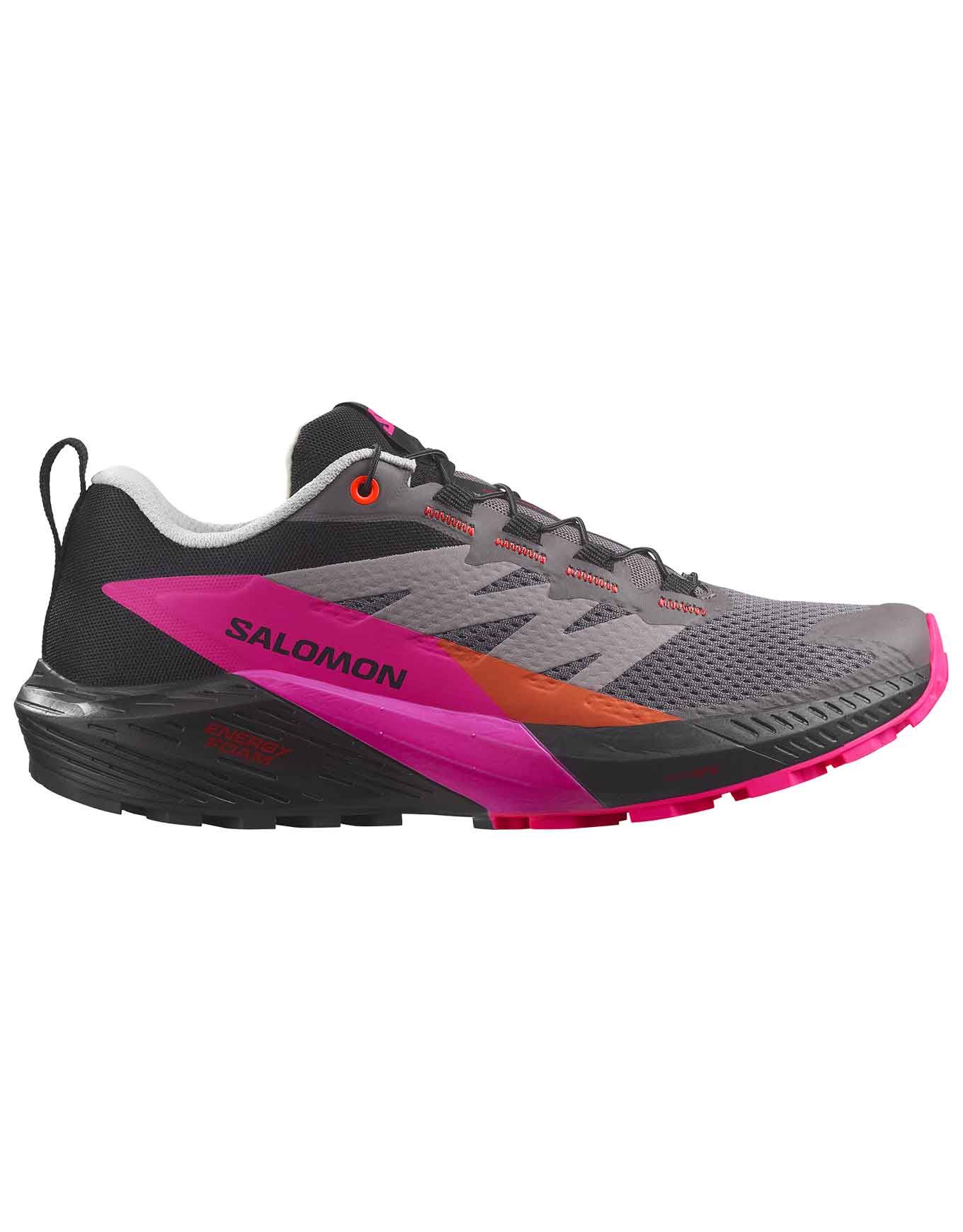 Salomon Sense Ride 5 Trail Running Shoes for Men - Plum Kitten/Black/Pink Glo - Size 9.5 D Medium - Lightweight & Durable for Hiking, Jogging & Outdoor Adventures