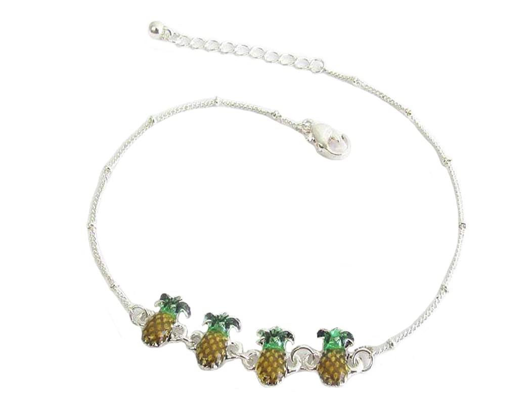 Trendy Women's Pineapple Link Anklet - Dainty Gold Ankle Bracelet for Summer Beach Wear & Casual Outfits | Perfect for Vacation Accessories, Boho Style & Everyday Fashion Jewelry