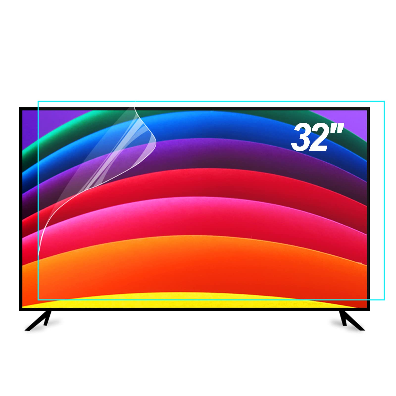 32 Inch Anti Glare TV Screen Protector - Blue Light Blocking & UV Protection for LCD/LED TVs - Frosted Matte Surface Prevents Scratches & Bubbles - Reduces Eye Strain for Home Theater & Gaming Use