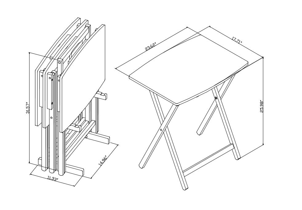 Grehge Wooden Tray Table Set - Foldable Side Table with Storage for Living Room, Bedroom, or Outdoor Use - Perfect for Snacks, Drinks, and Remote Control Organization