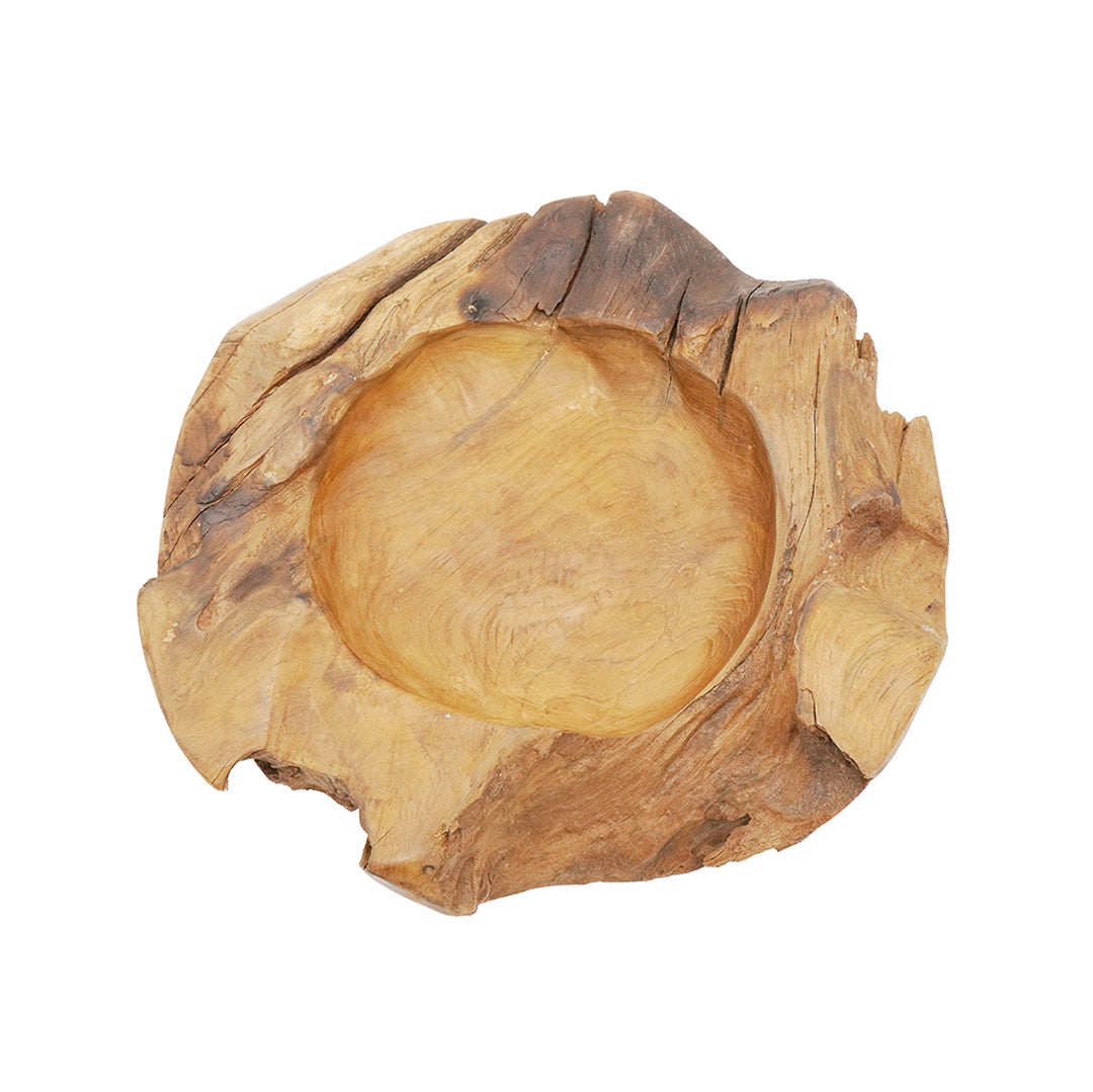 Handcrafted Teak Wood Decorative Bowl – Natural Wooden Serving Bowl for Fruits, Nuts & Home Decor – Perfect for Kitchen, Dining Table & Gift Giving