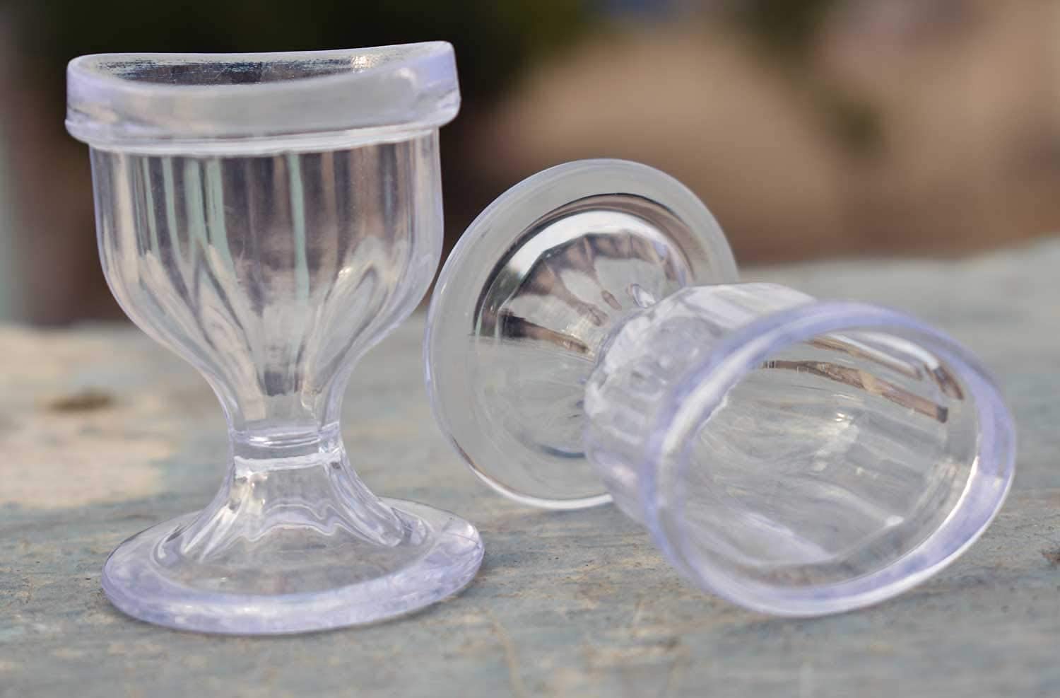 WITSOUL Eye Wash Cups for Effective Eye Cleansing and Relief - Transparent Eye-Shaped Rim Cups (Set of 2) - Perfect for Contact Lens Wearers, Allergy Sufferers, and First Aid Kits