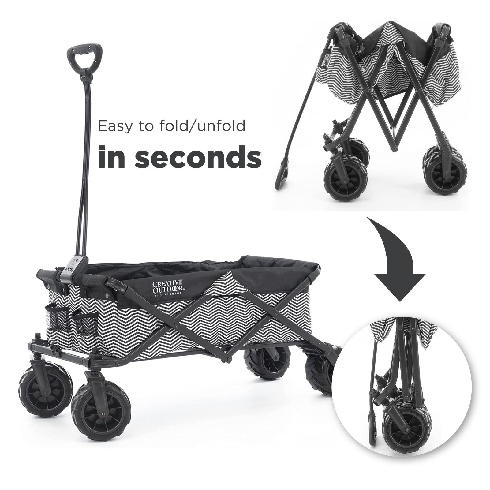 Best Kids Outdoor Wagon - Foldable Push Pull Stroller Cart for Beach, Park, Camping & Sports | All-Terrain Collapsible Cargo Wagon | Perfect for Family Outings, Picnics, Shopping & Travel