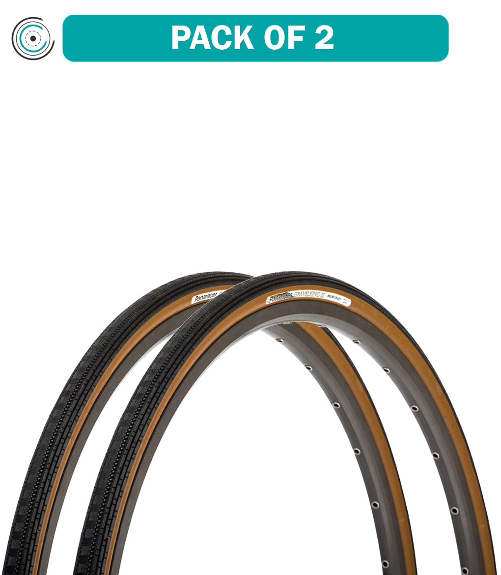 2 Pack Panaracer GravelKing SS Tires - 700x28mm Clincher Folding Bike Tires for Road & Gravel Riding - Black/Brown RF728 GK SS D - Perfect for Commuting, Adventure Cycling & Mixed Terrain Use