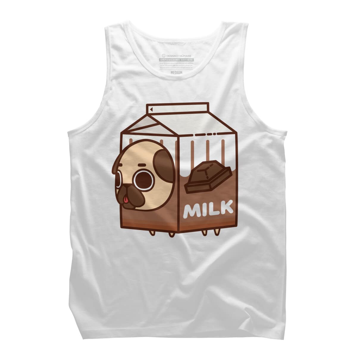 Design By Humans Men's Puglie Chocolate Milk Graphic Tank Top - Soft Cotton Casual Tee for Summer Outfits, Beach Wear & Street Style