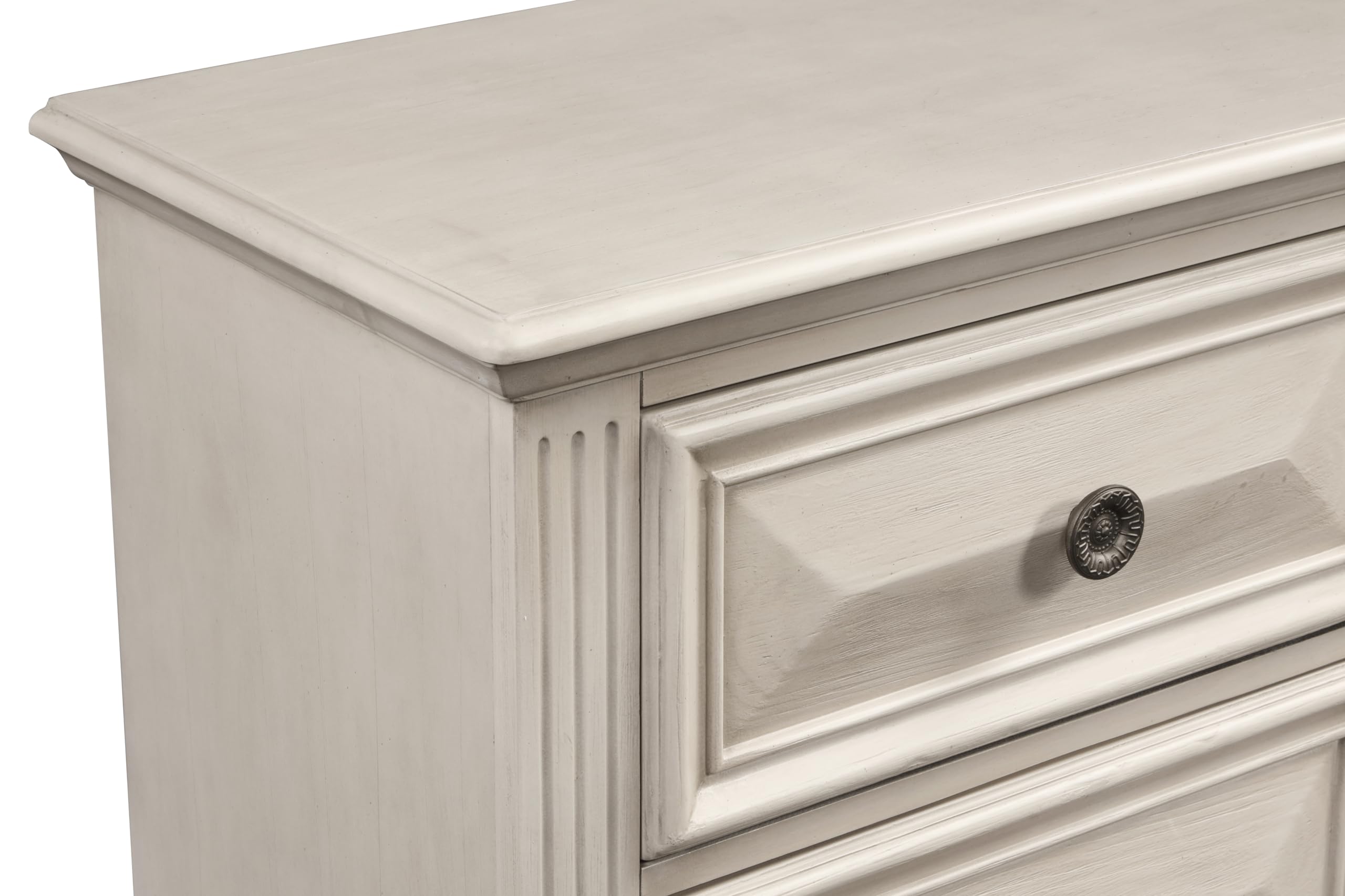 Roundhill Furniture Renova 3-Piece Queen Bedroom Set with Bed & 2 Nightstands in Distressed Silver Parchment - Perfect for Modern Farmhouse or Rustic Chic Bedroom Decor