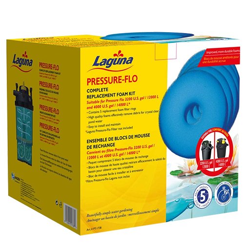 Laguna PT1738 Replacement Foam Kit (5-Pack) for Pressure Flo 3200 & 4000 Pumps - Perfect for Aquarium Filtration & Water Feature Maintenance