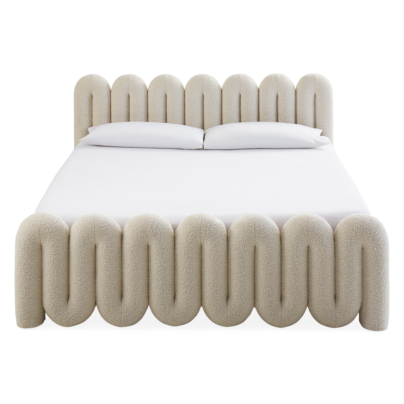 Serpentine Bed - Modern Wavy Design Queen Size Bed Frame for Bedroom | Perfect for Contemporary Home Decor & Guest Rooms