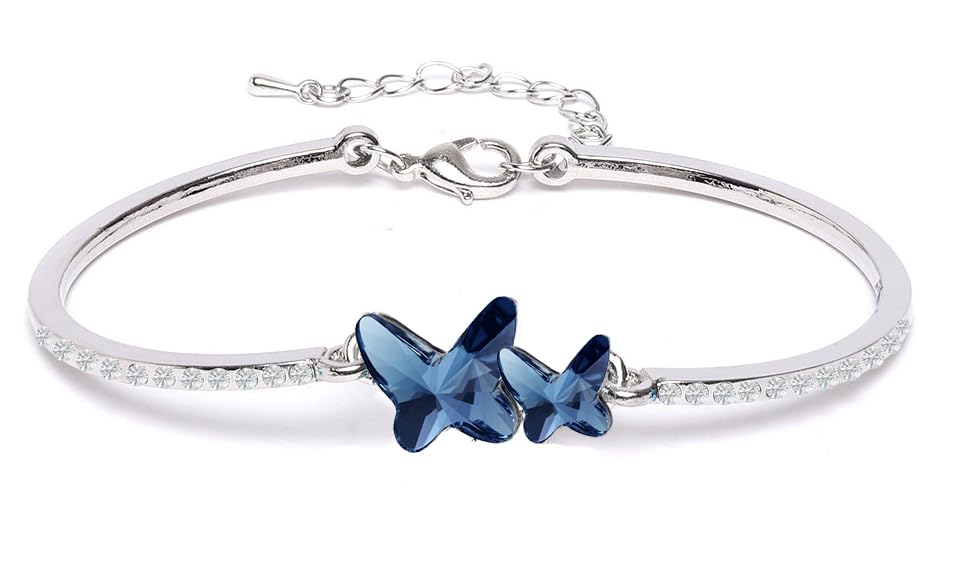 YouBella Crystal Bracelet for Women - Stylish Blue Bangle Jewelry for Girls & Women | Elegant Gift for Birthday, Party & Everyday Wear (YBBN_92233)