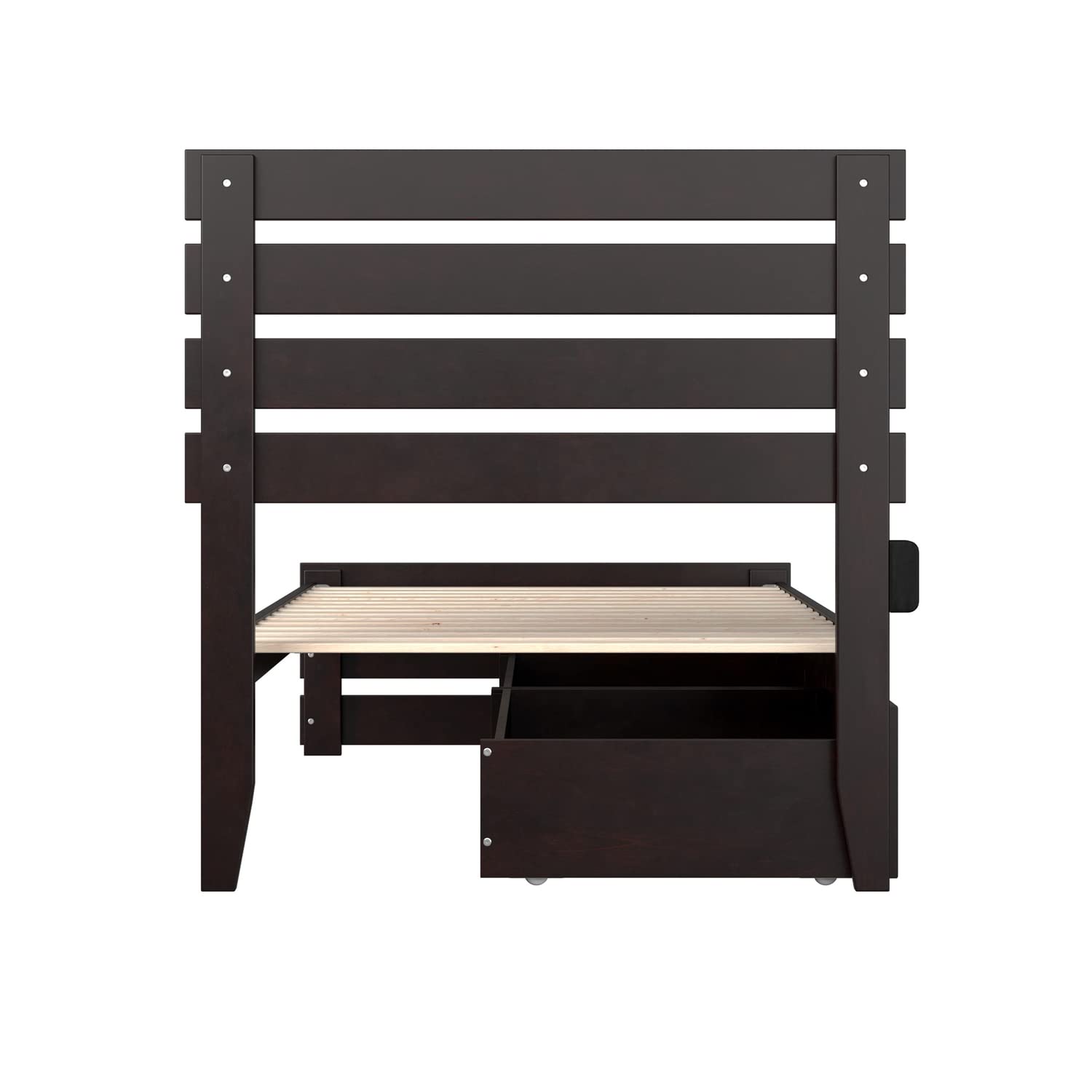 AFI Oxford Twin XL Size Platform Bed with Footboard & Storage Drawers in Espresso - Modern Wooden Bed Frame for Small Spaces, Dorm Rooms & Guest Bedrooms