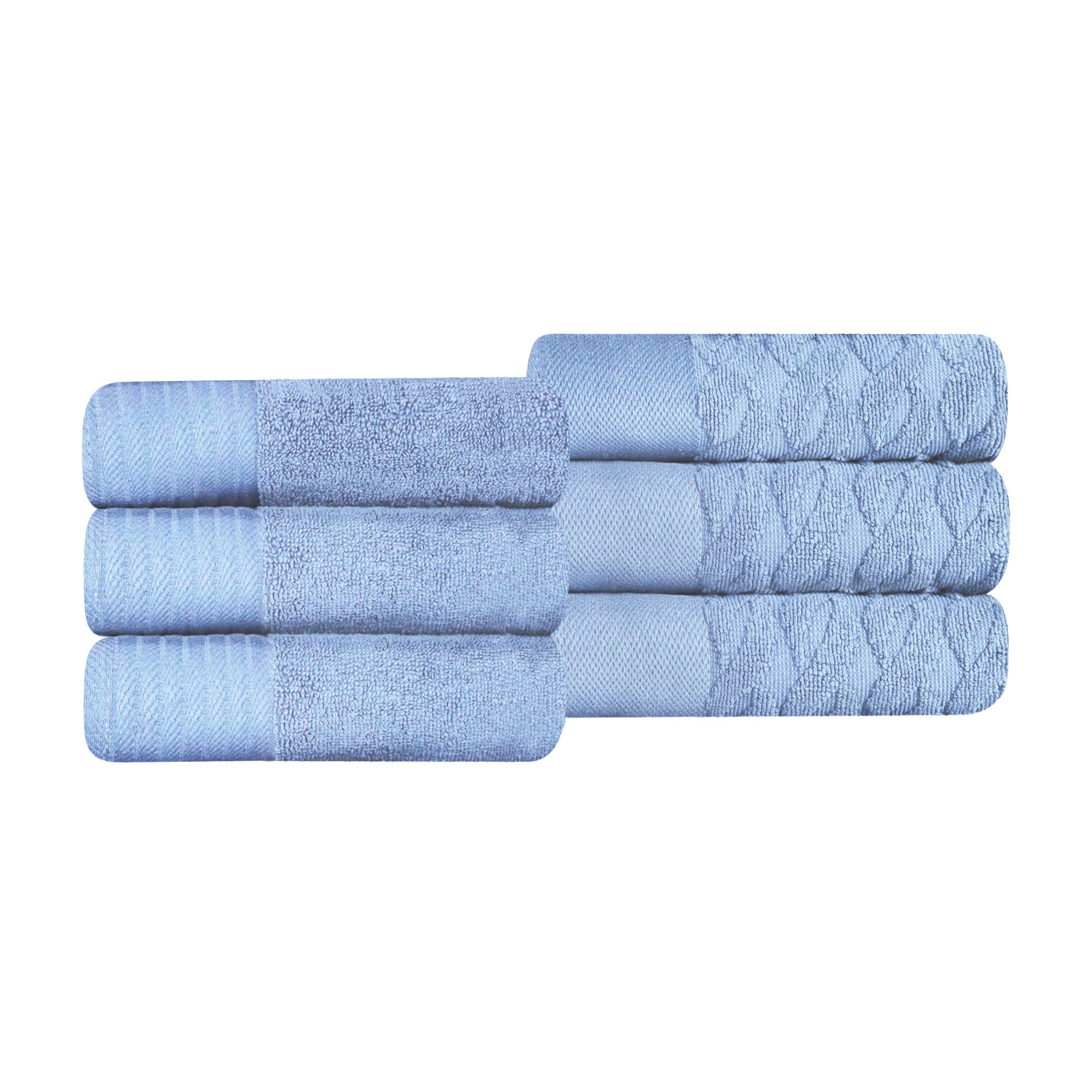 Premium 6-Piece Turkish Cotton Jacquard Herringbone Hand Towel Set - Soft & Absorbent Bath Towels for Spa, Guest Bathroom, and Luxury Home Decor