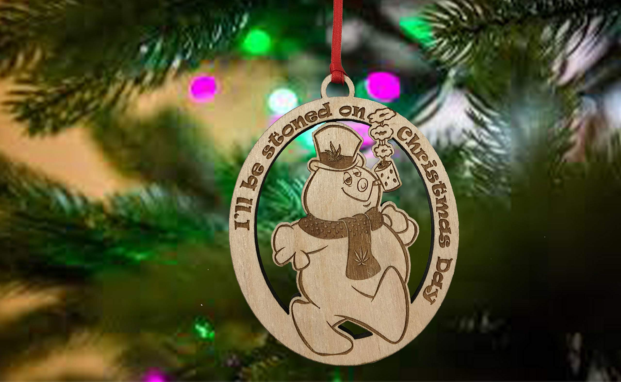 Custom Personalized Marijuana Christmas Ornament - Frosty Snowman Pot Leaf Design - Unique Stoner Gift for Holiday Decor & Cannabis Enthusiasts