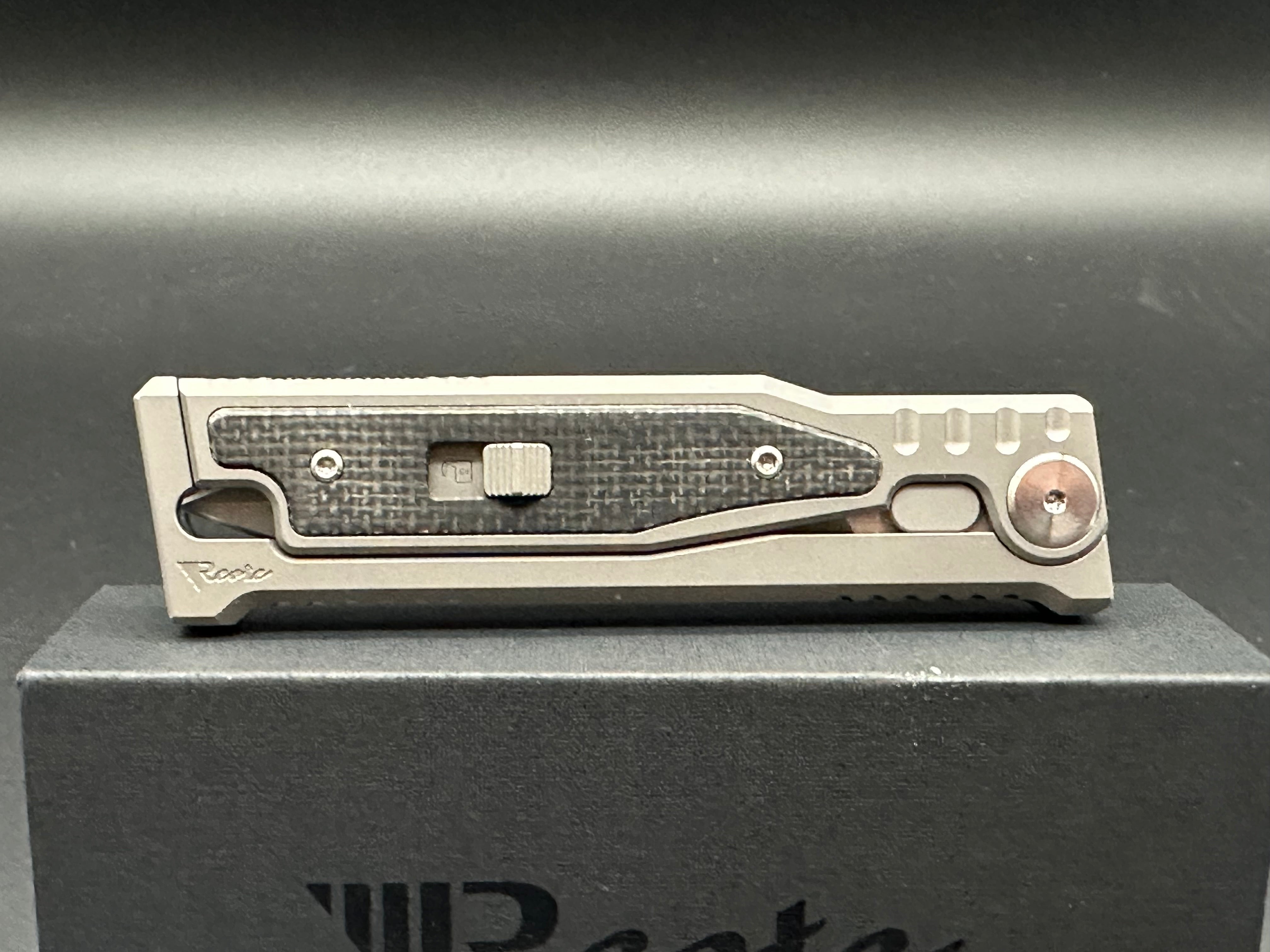 REATE EXO-M 2 Folding Knife with Lock, Black Micarta Inlay Handle, ELMAX Double Edge Blade - EDC, Outdoor, Camping & Survival Gear
