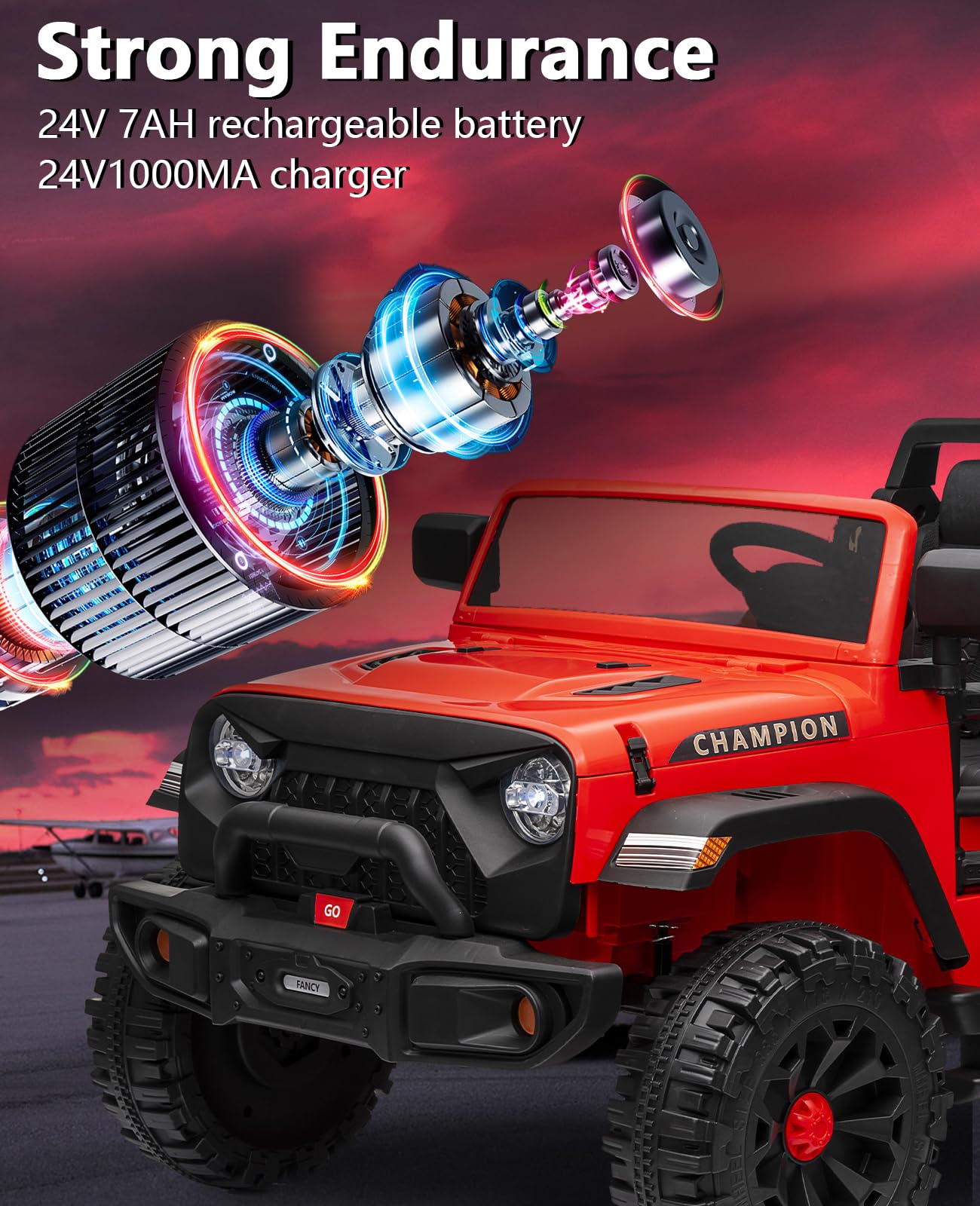 GARVEE 24V Kids Electric Ride On Car - 2 Seater XL Power Wheels for Ages 3+, 20