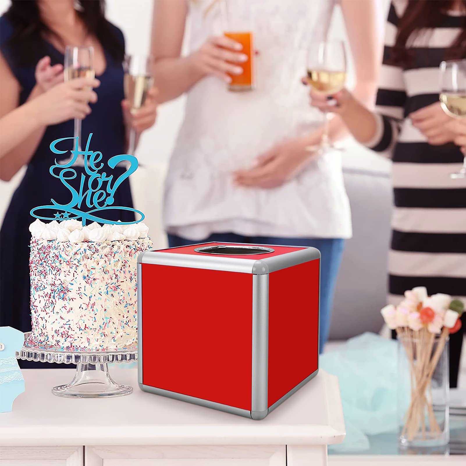 Red Raffle Ticket Box - Square Storage Container for Tickets, Voting & Donations | Perfect for Fundraising Events, School Activities & Charity Draws