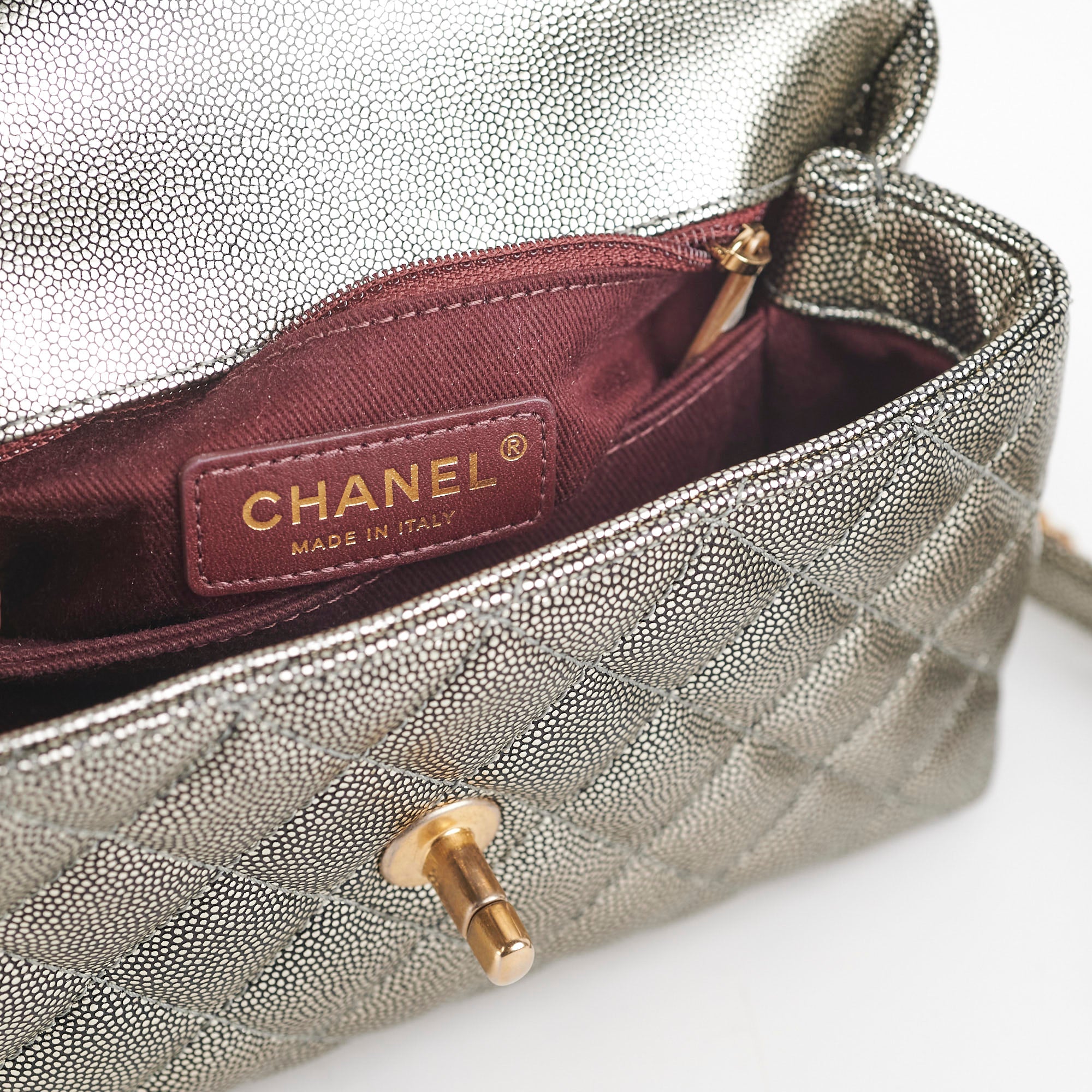 Chanel Small Coco Handle Bag in Metallic Silver - 28 Series Luxury Crossbody Purse for Women | Perfect for Evening Events, Parties & Special Occasions
