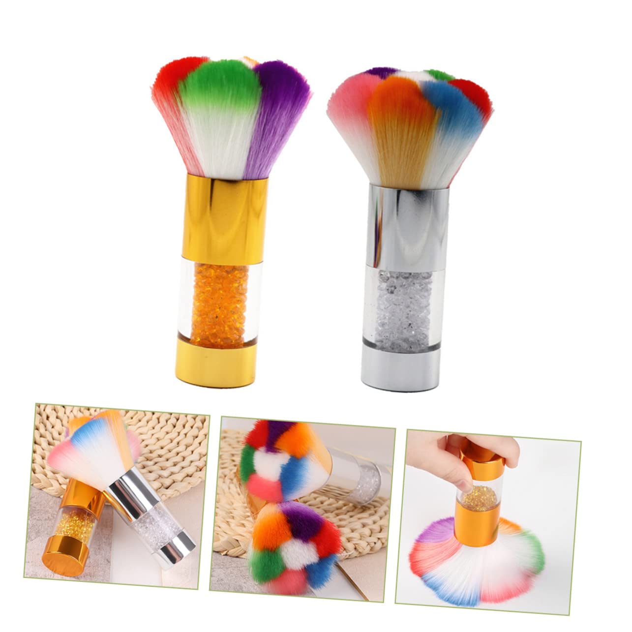 FOMIYES 2-Piece Cosmetic Brush Set - Soft Bristle Nail Dust Brush & Blusher Brush for Professional Makeup & Nail Art Cleaning | Perfect for Salon, Home Beauty & Travel Makeup Kit