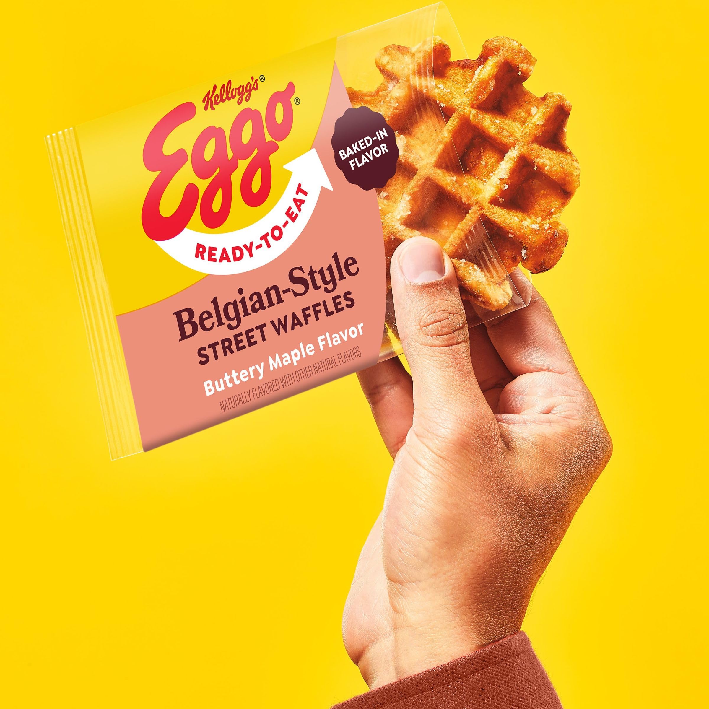 Eggo Frozen Belgian-Style Waffles - Buttery Maple Flavor, 7.76oz Box (4 Waffles) - Quick Breakfast, Kids Snacks & On-the-Go Meals - Perfect for Busy Mornings, School Lunches and Afternoon Treats