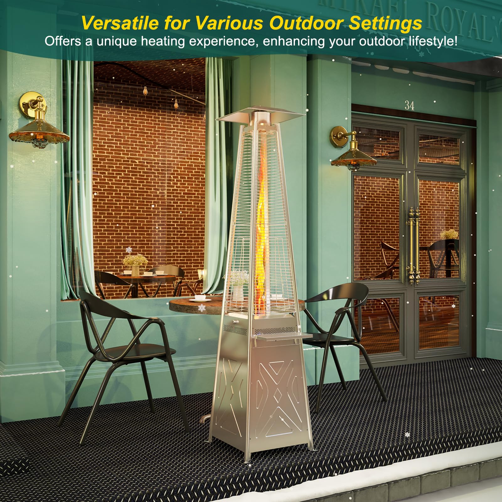 48,000 BTU Pyramid Patio Heater with Wheels & Cover - Portable Propane Outdoor Heater for Patio, Backyard, Balcony - Perfect for Outdoor Dining, Garden Parties & Cold Weather Gatherings
